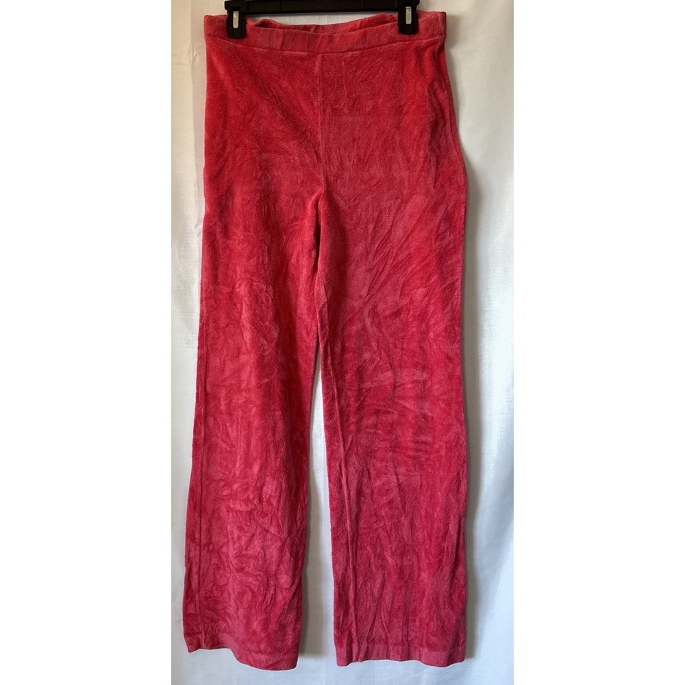Vtg 70's Trissi Womens Size 12 Distressed Terry Cloth Wide Leg Pants Pink 30x30